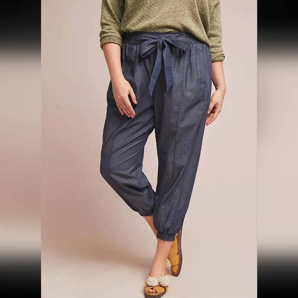 Anthropologie Globetrotter Cotton Chambray Joggers
